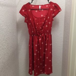 Red Dress with Bicycle Prints